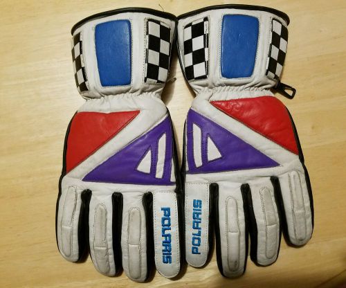 Vintage leather polaris snowmibile gloves