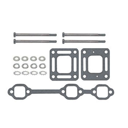 Nib mercruiser 4.3l v6 gm exhaust mounting kit w/ 4&#034; elbow stainless steel hardw