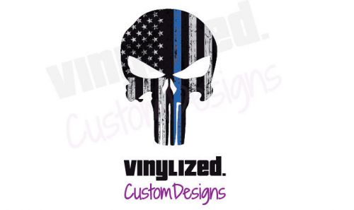 Punisher skull american flag decal tactical us vinyl thin blue line cop texas