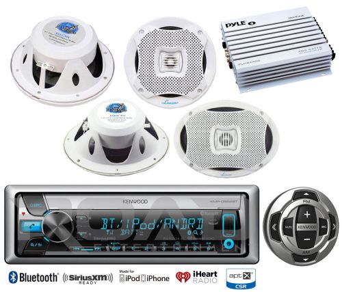 Kenwood marine cd bluetooth usb radio/remote,6.5&#034;&amp;6x9&#034; marine speakers,amplifier