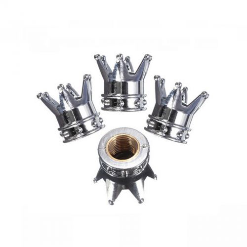 4pcs chrome royal crown tire air valve stem caps for honda car truck suv