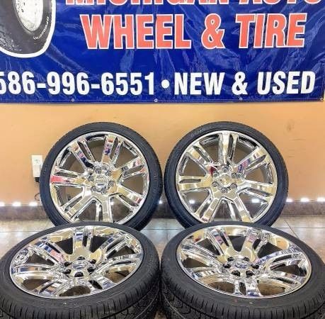 24&#034; gm pvd chrome wheels and tires new