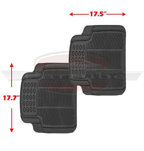 Rubber car floor mats black heavy duty front rear 5pc