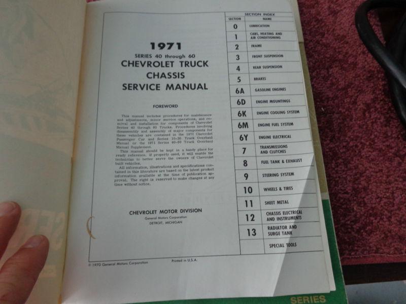 Find 1971 chevy truck service& chassis manuals in North Olmsted, Ohio