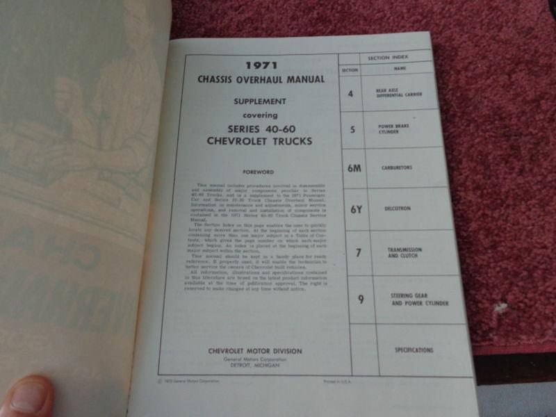 Find 1971 chevy truck service& chassis manuals in North Olmsted, Ohio
