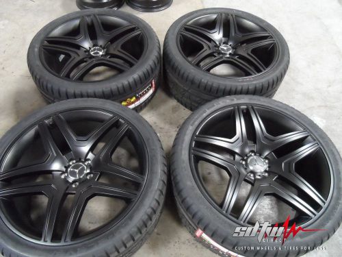 22&#034; mercedes amg style satin black wheels w tires fits ml300 ml350 ml63 5x112