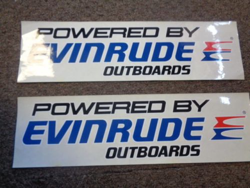 Evinrude outboards decal pair ( 2 ) red / blue / black  / white 18 1/8&#034; x 4 5/8&#034;