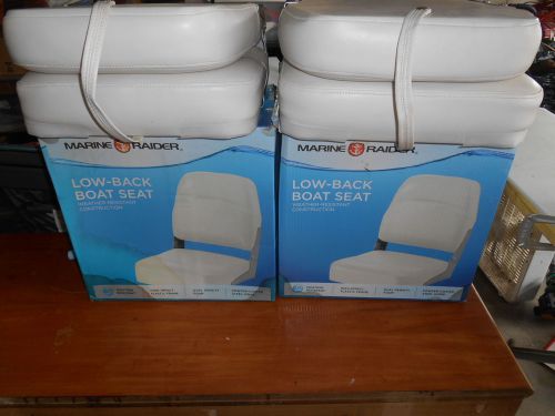 2 new marine raider low back white vinyl boat seats