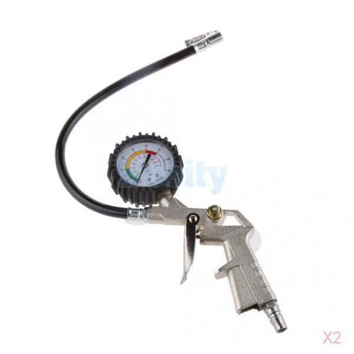 2x heavy duty 220 psi 0-16 bar tire inflator gauge with hose and quick connect