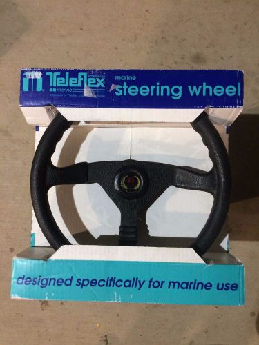 13&#039;&#039; marine steering wheel by teleflex - black 3 spoke wheel mint condition
