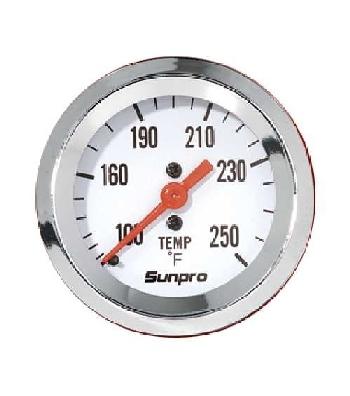 2" mechanical water / oil temperature gauge white, chrome bezel sunpro cp8207