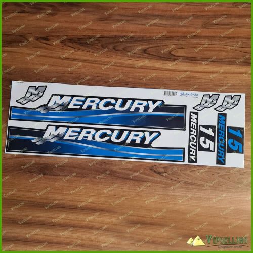 Mercury marine 15 hp outboadrs motor blue laminated decals stickers kit set boat