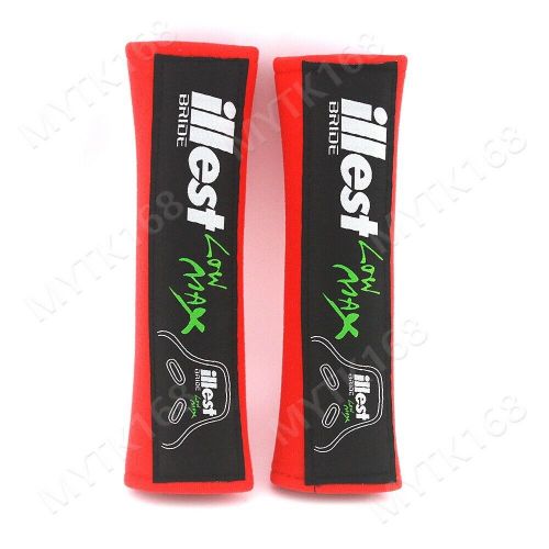 Free shipping X2 Red JDM ILLEST BRIDE Seat Belt Cover Shoulder Pads Embroidery, US $10.04, image 3