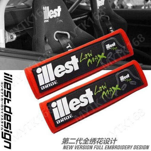 Free shipping X2 Red JDM ILLEST BRIDE Seat Belt Cover Shoulder Pads Embroidery, US $10.04, image 6