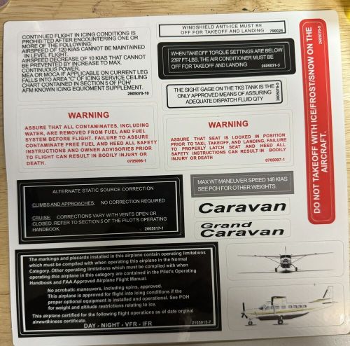 Cessna grand/ caravan c208b complete panel placard decal stickers simulator etc