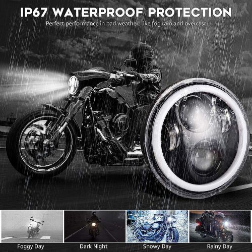 4PCS 5-3/4'' 5.75" Inch LED Headlights Projector Hi-Lo Beam DRL Halo Angel Eyes, US $85.10, image 2