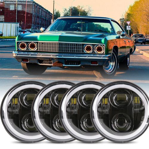 4PCS 5-3/4'' 5.75" Inch LED Headlights Projector Hi-Lo Beam DRL Halo Angel Eyes, US $85.10, image 10