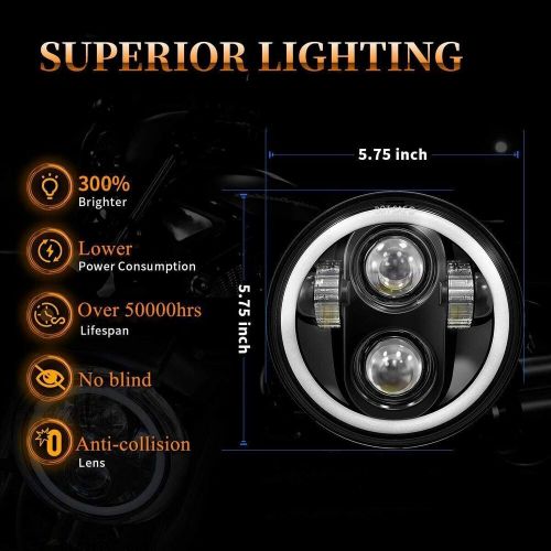 4PCS 5-3/4'' 5.75" Inch LED Headlights Projector Hi-Lo Beam DRL Halo Angel Eyes, US $85.10, image 12