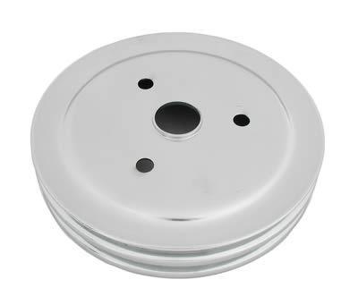 Mr. gasket crankshaft pulley v-belt 2-groove steel chrome chevy sb short pump