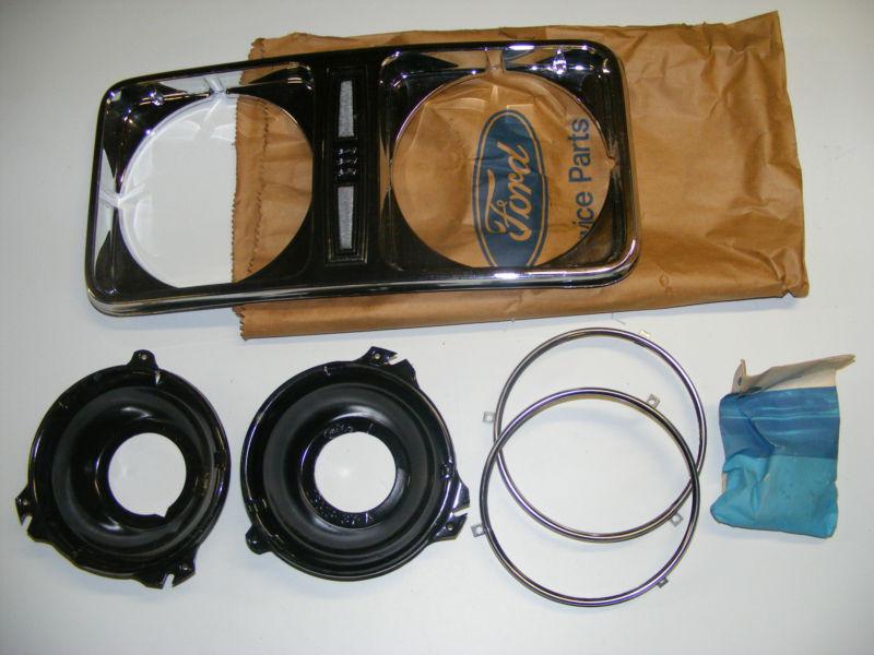 1975 FORD FULLSIZE LH HEAD LIGHT LAMP KIT BEZEL BUCKETS DOOR HOUSING NOS NEW, US $23.99, image 2