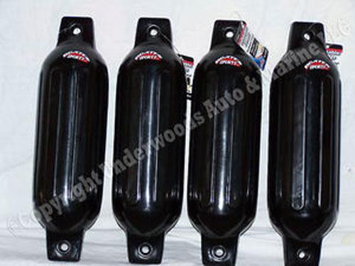 4 boat fenders bumpers 6.5" x 23" vinyl black docking