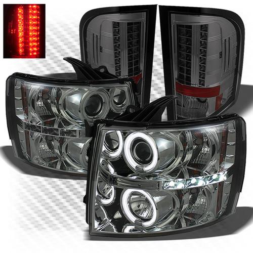 07-13 silverado smoked ccfl pro headlights + philips-led perform tail lights set