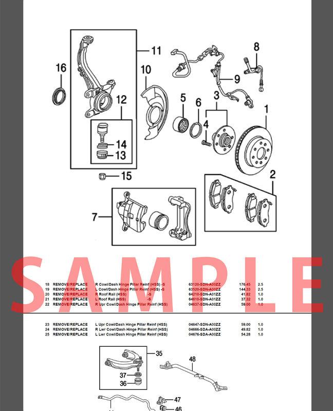 Ford focus 2000-2011 parts list catalog model year specific