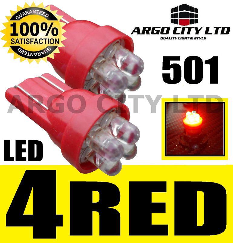 4 LED XENON RED QUAD 501 T10 W5W SIDELIGHT BULBS DAIHATSU SIRION, US $4.63, image 1