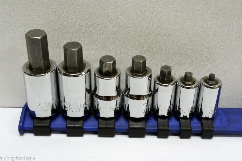 Matco sktrl8 easy storage socket rail blue 8" w/ 7 torx sockets - 1/2 & 1/4"