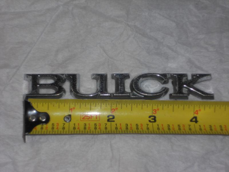 Buick rear script emblem trunk nameplate badge silver 4 & 11/16"w x 11/16"h oem