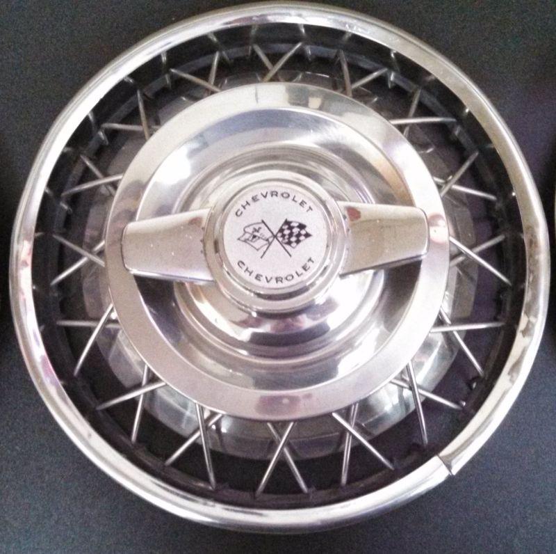Find Set of 4 1962 1963 Chevy 2, Corvair 13" Wire Wheel Spinner Hubcaps