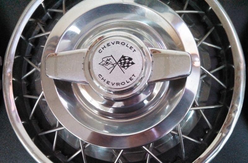 Find Set of 4 1962 1963 Chevy 2, Corvair 13" Wire Wheel Spinner Hubcaps