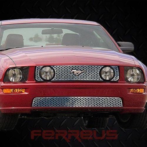 Ford mustang gt 05-09 circle punch polished stainless grill insert trim cover