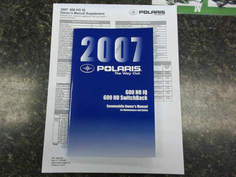 Polaris 2007 600 ho carb model iq and switchback owner manual