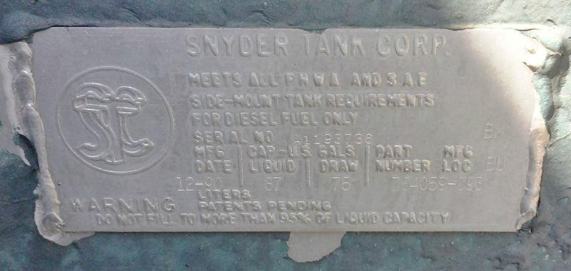 Aluminum 75 gal.+ diesel fuel tank 