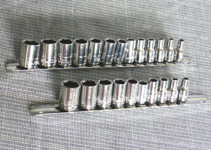 Find 21 BluePoint SOCKETS +1 Craftsman, 1 ACE 1/4" Dr 6 Pt Metric