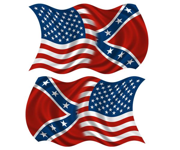 American confederate rebel waving flag decal set 6"x3.6" usa vinyl sticker u5ab