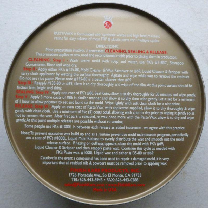 Find Mold Release Wax Finish Kare Part No 1000 HiLow 14.5 oz Can