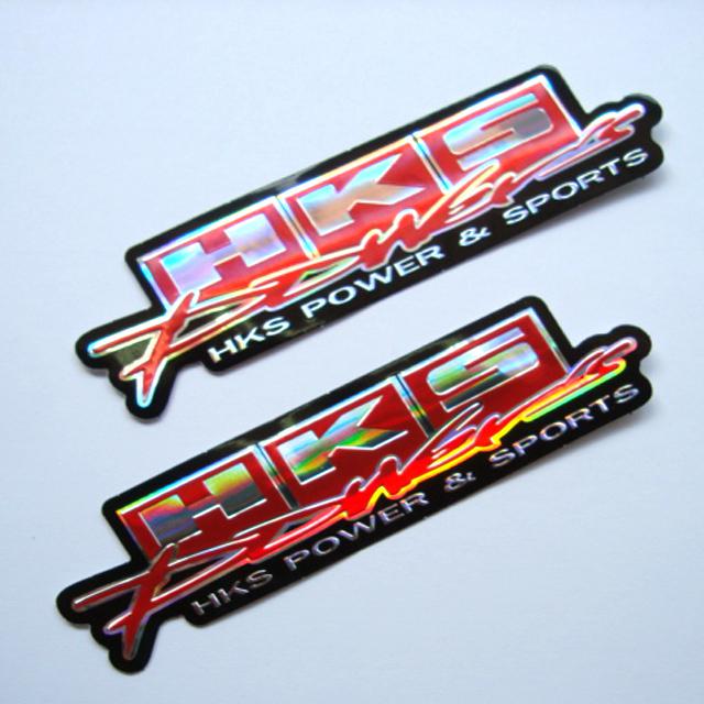 2pc. hks powers muffler sticker die-cut foil emboss helmet truck car bike