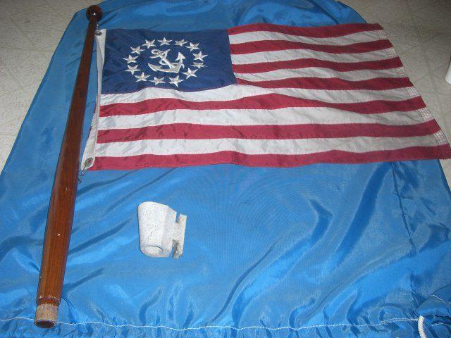 Boat flag us yacht ensign stars and stripes with staff and socket