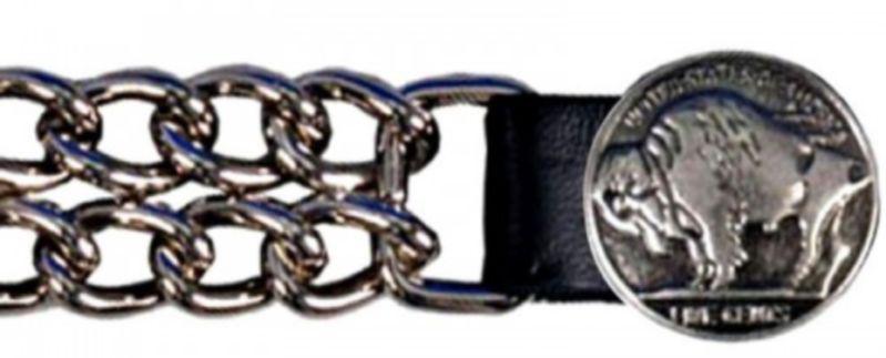 Ladies buffalo nickell motorcycle vest extender leather double chain - new