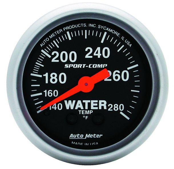 Auto meter 3331 sport comp 2 1/16" mechanical water temperature gauge 140-280˚f