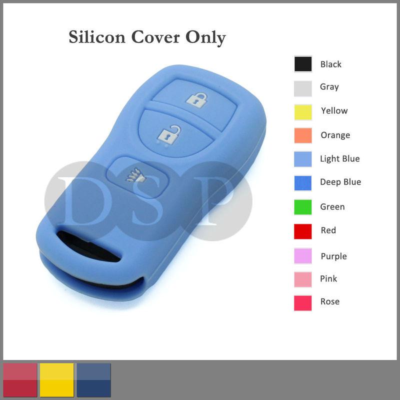 Silicone skin jacket cover holder for nissan remote key case shell 3 button lb