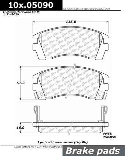 Centric 104.05090 brake pad or shoe, front