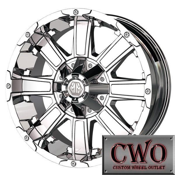 20 chrome mayhem chaos rims 5x127/5x139.7 5 lug jeep chevy c1500 dodge f150 cwo