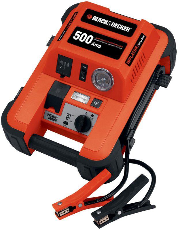  new black & decker 500-amp jump starter with built-in tire inflator new