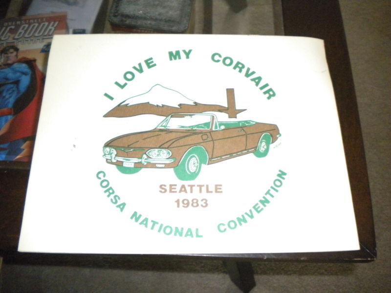 Sell RARE 1983 Corsa National Convention "I LOVE MY CORVAIR" Seattle