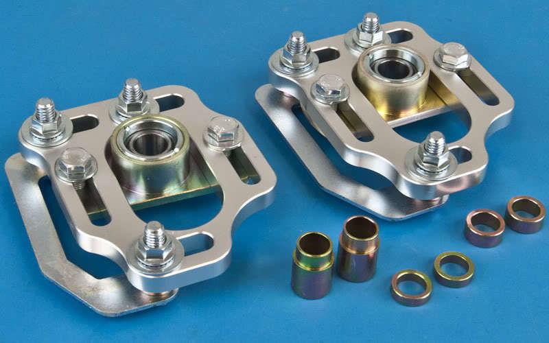 Front caster camber alignment pillowball upper mount plates kit