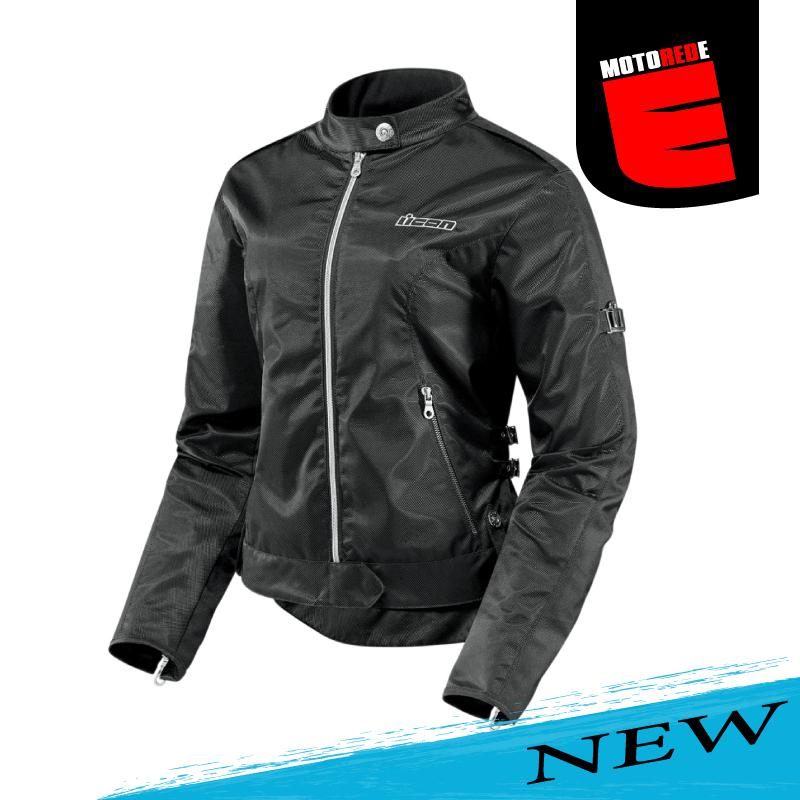 Icon hella womens motorcycle textile jacket coat black gray small sm s
