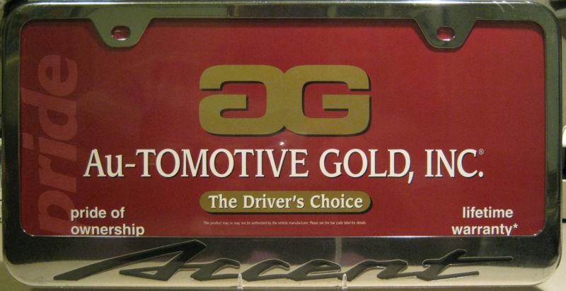 Hyundai chrome plated metal license frame for accent